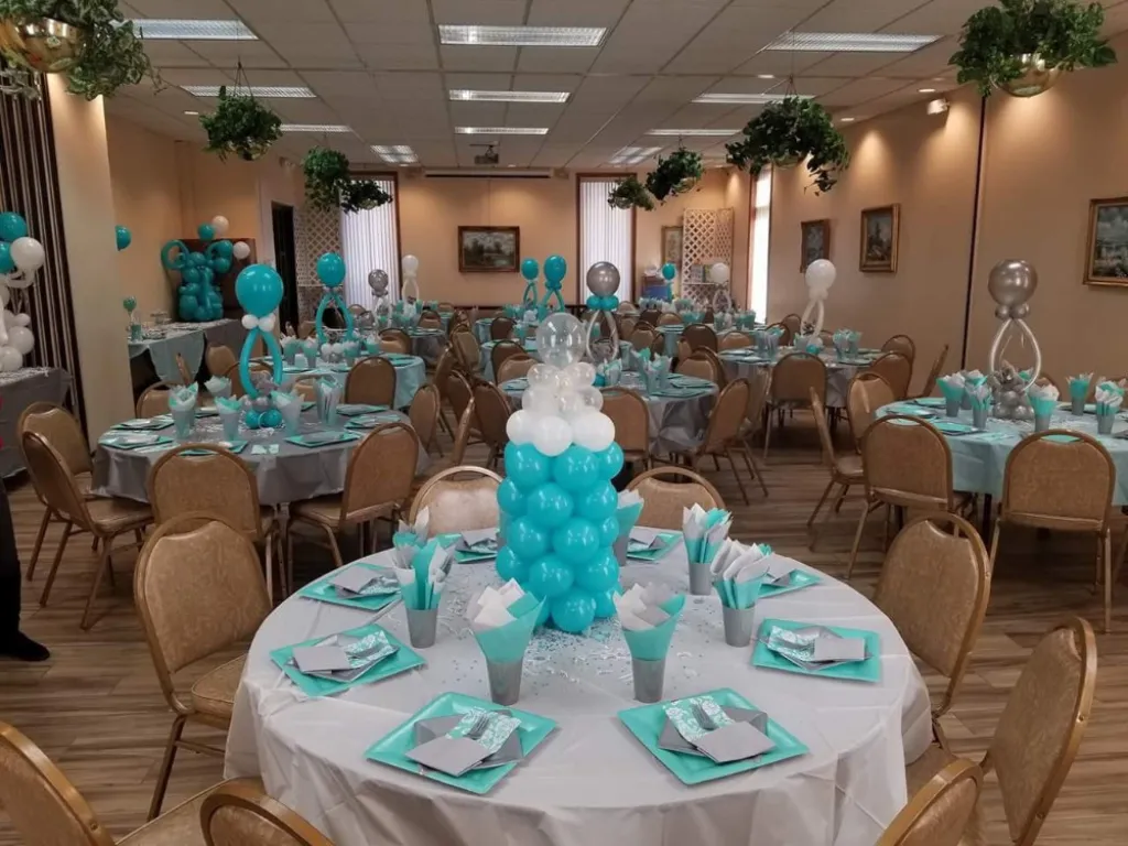 Decorative balloon backdrop for a party